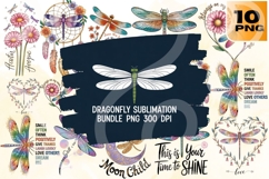 Dragonfly Sublimation Bundle PNG - 10 Designs Product Image 1