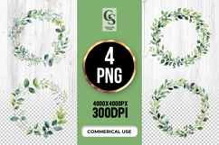 Watercolor Greenery Wreath Clipart Sublimation PNG Product Image 1