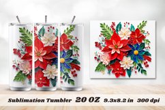 Christmas Flower Sublimation Tumbler | 3d Tumbler Wrap Product Image 1