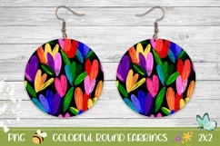 Abstract Tulips Round Earrings Sublimation PNG Product Image 1