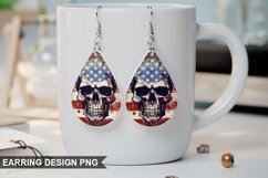 American Flag Patriotic Skull Earring Design Product Image 1