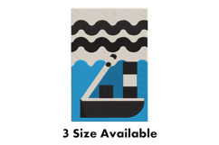 Geometric Sailboat &amp; Waves Embroidery Design Product Image 1