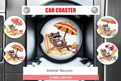 Car Coaster Summer Raccoon Product Image 1