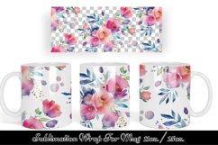 Flower Coffee Mug PNG, Floral Sublimation Mug Full Wrap Product Image 1