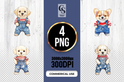 Patriotic Puppy Overalls Clipart Sublimation PNG Product Image 1