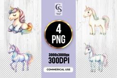 Watercolor Pastel Unicorn Clipart Sublimation PNG Product Image 1