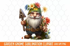 Garden Gnome Sublimation clipart, Watercolor Clipart Product Image 1