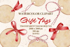 Watercolor Christmas Round Gift Tags, Vintage Labels Clipart Product Image 1