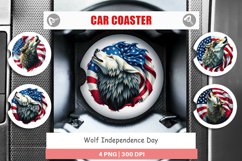 Car Coaster Wolf 4th of July Product Image 1