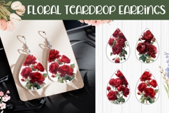 Red Roses Earrings, Floral Teardrop Earring Template Product Image 1