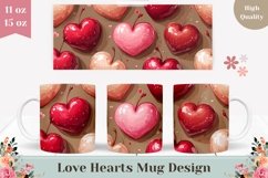 Cherry Mug Template, Love Hearts Mug Sublimation Design Product Image 1