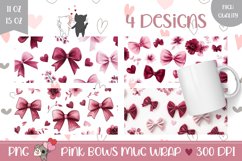 Cute Bows Mug Wrap Designs, Cartoon Bow Mug Sublimation Product Image 1