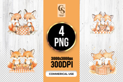 Cute Fox Picnic Clipart Sublimation PNG Product Image 1