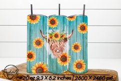 Highland cow png, Sunflower tumbler, 20 oz skinny Product Image 1