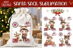 Cartoon Christmas Elf Santa Sack Designs, Christmas Elf PNG Product Image 1