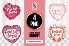 Pink Glitter Football Mom Heart Clipart Sublimation PNG Product Image 1