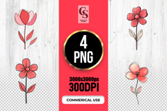 Simple Pink Floral Clipart Sublimation PNG Product Image 1
