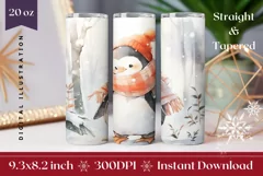 Christmas Tumbler Wrap, Watercolor Christmas Penguin Tumbler Product Image 1
