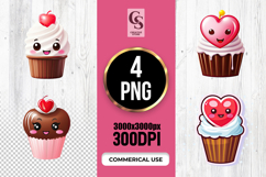 Cute Heart Cupcake Clipart Sublimation PNG Product Image 1