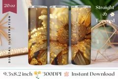 Sunflowers Tumbler Sublimation, Glitter Tumbler Wrap Design Product Image 1