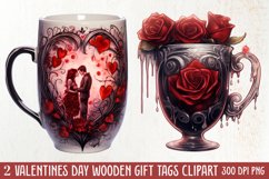 Gothic Valentines Day Clipart, Valentine Skeleton Product Image 1