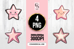 Cute Pink Star Illustration Clipart Sublimation PNG Product Image 1