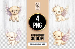 Cute Angel Puppy with Purple Wings Clipart Sublimation PNG Product Image 1