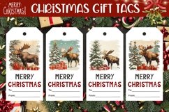 Christmas Moose Gift Tag, Winter Animals Gift Tag Designs Product Image 1
