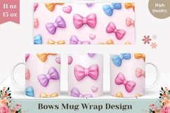 Pastel Bows Mug Wrap Design, Love Hearts Mug Template Product Image 1