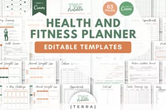 Health & Fitness Planner Canva Templates | 63 Pages | TERRA Product Image 1