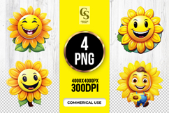 Cute Sunflower Cartoon Clipart Sublimation PNG Product Image 1