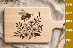 Bee and Flowers SVG PNG, Honey Bee clipart, Bumble laser cut Product Image 2