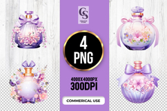 Floral Perfume Bottle Clipart PNG Sublimation Product Image 1