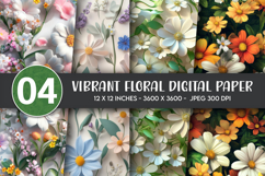 Vibrant Floral Digital Paper Product Image 1