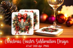 Vintage Christmas Coaster Sublimation PNG Product Image 1