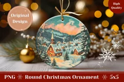Christmas Village Ornament, Cute Winter Round Ornament Product Image 1