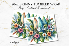 Aloha 20 oz Tumbler Wrap PNG, Tropical Sublimation Design Product Image 2