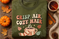 Crisp Air Cozy Hair PNG, Fall Sublimation Design, Cozy Autum Product Image 1
