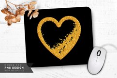 Gold Heart on Black Mouse Pad PNG Design Product Image 1