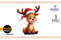 New Year&#039;s Christmas deer watercolor Product Image 1