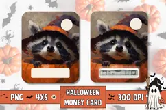 Cartoon Halloween Raccoon Card, Halloween Money Card Design Product Image 1