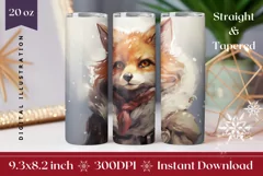 Winter Fox Tumbler Wrap Design, Frostpunk Sublimation Design Product Image 1