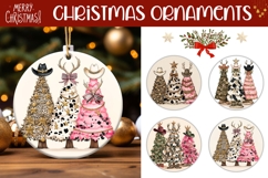 Rustic Christmas Tree Round Ornament Template Product Image 1