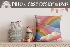 Glitter Rainbow Pillow Case, Sky Pillow Design, Clouds PNG Product Image 1
