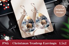 Christmas Earrings Sublimation , Winter Deer Sublimation PNG Product Image 1