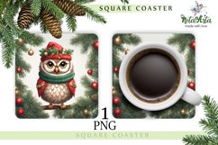 Mug coaster with owl for Christmas Product Image 1
