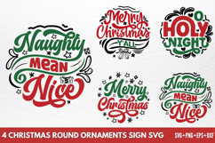 Christmas Round Ornaments Sign SVG Product Image 1