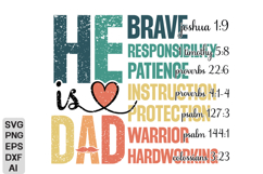 He is Dad PNG, Christian Fathers Day PNG, Fathers Day SVG Product Image 1