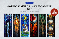 Gothic Stained Glass Bookmark Set,Printable Cathedral Window Product Image 1