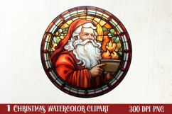 Stained Glass Painting Of Santa Clipart Sublimation Product Image 1